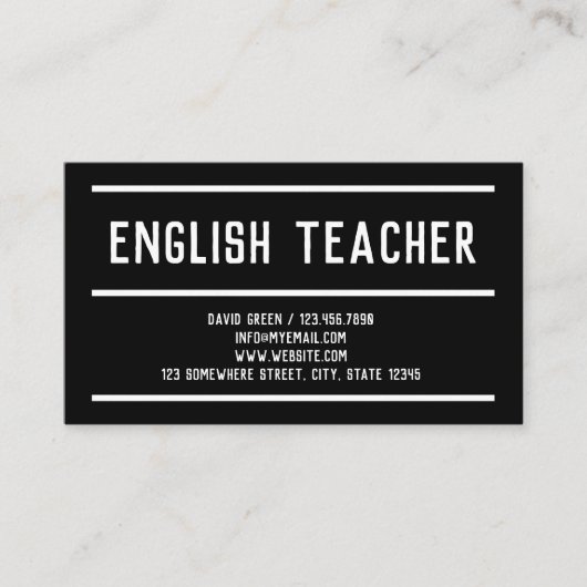 Carte De Visite Tuteur enseignant ESL (Devant)