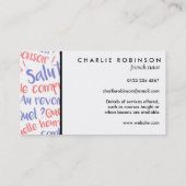 Carte de visite tuteur français bleu et rouge (Dos)