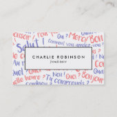 Carte de visite tuteur français bleu et rouge (Devant)