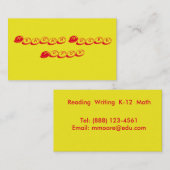 Carte De Visite Tuteur jaune et rouge (Devant / Derrière)