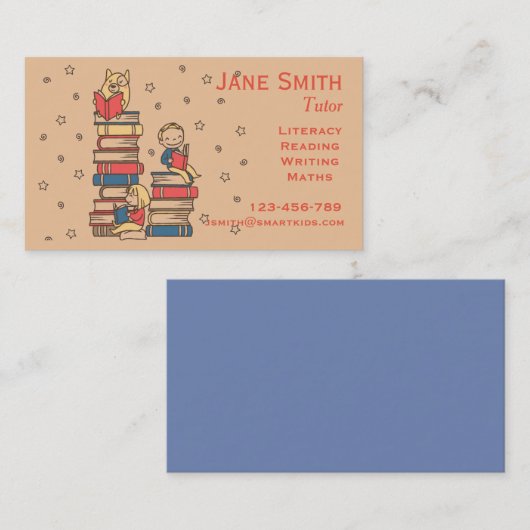 Carte De Visite Tuteur ou professeur indépendant de lecture pour (Devant / Derrière)