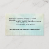 Carte De Visite Tuteur privé en mathématiques - Enseignant en math (Dos)