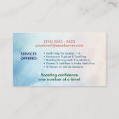 Carte De Visite Tuteur privé en mathématiques - Premières notes, é (Dos)