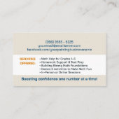 Carte De Visite Tuteur privé en mathématiques - Premières notes, é (Dos)