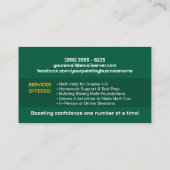 Carte De Visite Tuteur privé en mathématiques - Premières notes, é (Dos)