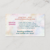 Carte De Visite Tuteur privé en mathématiques - Premières notes, é (Dos)