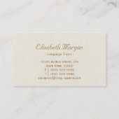 Carte De Visite Tutor de langue - Burlap Floral Wreath (Dos)