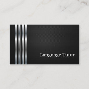 Carte De Visite Tutor de langue étrangère professionnel Black Silv