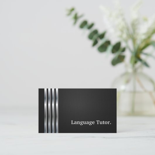 Carte De Visite Tutor de langue étrangère professionnel Black Silv (Debout devant)
