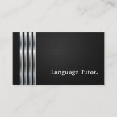 Carte De Visite Tutor de langue étrangère professionnel Black Silv (Devant)