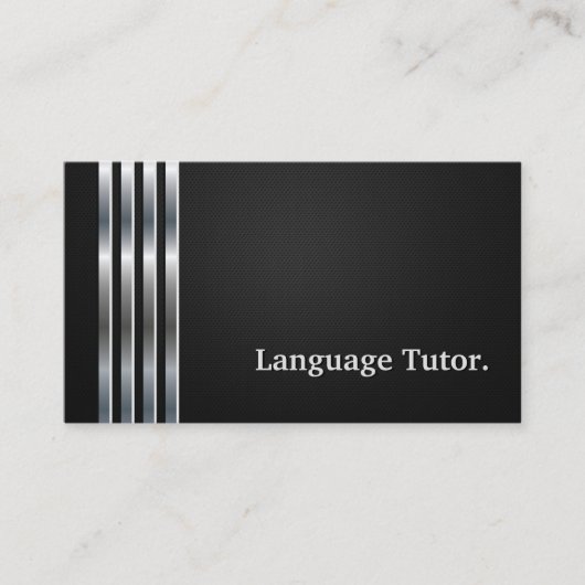 Carte De Visite Tutor de langue étrangère professionnel Black Silv (Devant)