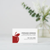 Carte De Visite Tutor Enseignant Ruby Red Apple Logo Black Text (Debout devant)