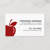 Carte De Visite Tutor Enseignant Ruby Red Apple Logo Black Text (Devant)