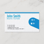Carte de visite Tutor math bleu moderne (Devant)