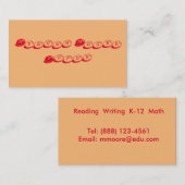 Carte De Visite Tutor Red et Peach (Devant / Derrière)