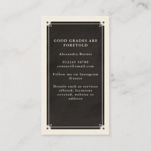 Carte de visite Tutor Tarot céleste (Dos)