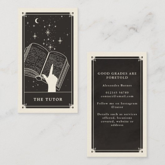 Carte de visite Tutor Tarot céleste (Devant / Derrière)