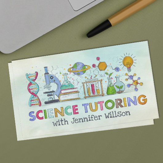 Carte De Visite Tutorat en science - Professeur d'aquarelle art