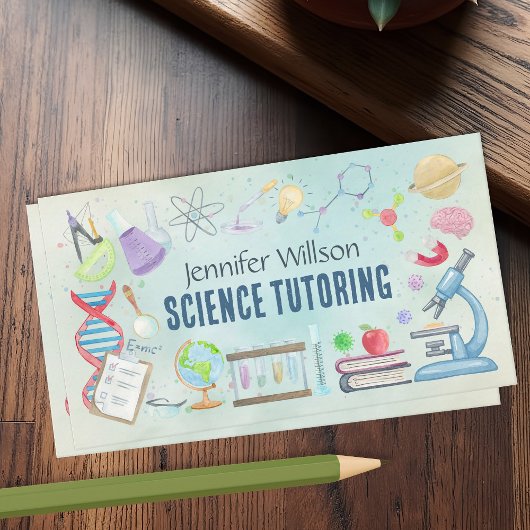 Carte De Visite Tutorat en science - Professeur d'aquarelle art