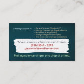 Carte De Visite Tutorat en science - Professeur d'aquarelle art (Dos)