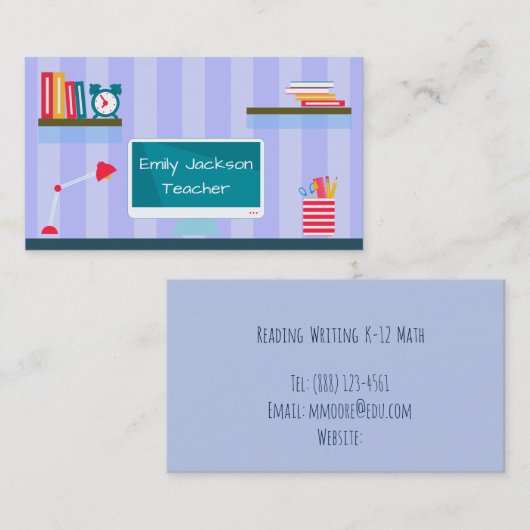 Carte De Visite Tutorat enseignant Blue Trendy (Devant / Derrière)