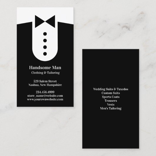 Carte de visite Tuxedo (Devant / Derrière)