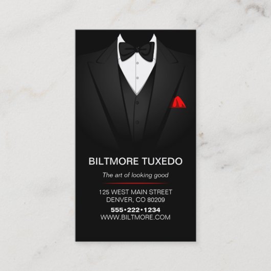 Carte De Visite Tuxedo Suit Mens Vêtements Moderne Propre (Devant)