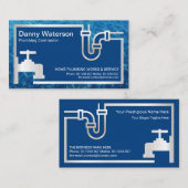 Carte De Visite Tuyau d'argent Bleu Eaux de flottaison Plomberie (Devant / Derrière)
