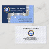 Carte De Visite Tuyau d'eau d'argent Bleu Eaux de pluie Plomberie (Devant / Derrière)