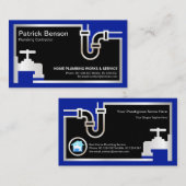 Carte De Visite Tuyauterie en argent Bleu Eaux de flottaison monta (Devant / Derrière)