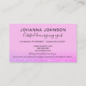 Carte De Visite Type de prêt notaire mobile violet parties scintil (Dos)