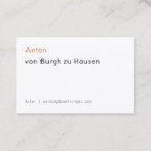 Carte De Visite Typo Orange noir minimal (Devant)