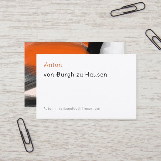Carte De Visite Typo Orange noir minimal (Devant/Arrière en situation)