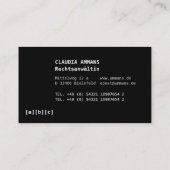 Carte De Visite Typo Visitenkarten schwarz (Dos)