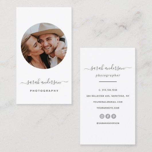 Carte De Visite Typographe moderne Circle (Devant / Derrière)