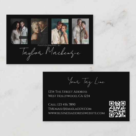 Carte De Visite Typographie 4 Code QR personnalisé pour modèle de (Devant / Derrière)