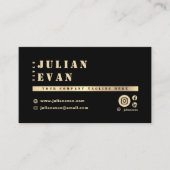 Carte De Visite Typographie audacieuse du crayon brillant noir et  (Devant)