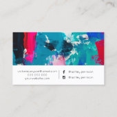 Carte De Visite Typographie bleue rose de maquillage de traçages (Dos)