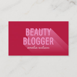 Carte De Visite Typographie Blogueur moderne sur la beauté rose s