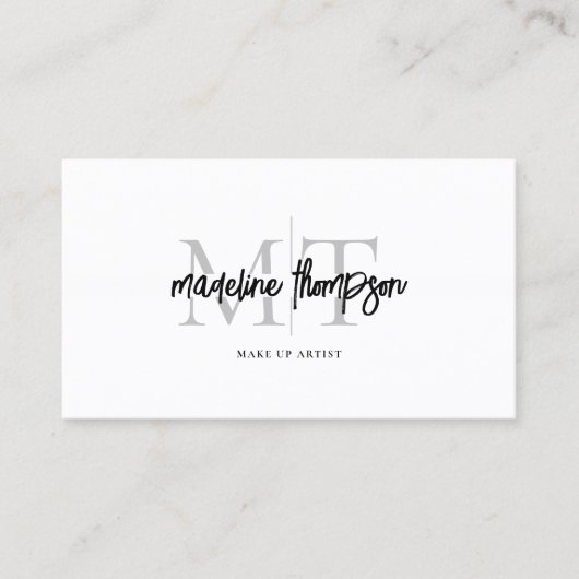 Carte De Visite Typographie Calligraphie Monogramme Silver QR code (Devant)