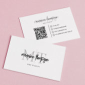 Carte De Visite Typographie Calligraphie Monogramme Silver QR code
