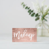 Carte De Visite Typographie chic de maquillage de palmiers roses (Debout devant)
