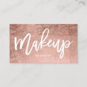 Carte De Visite Typographie chic de maquillage de palmiers roses (Devant)