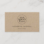 Carte De Visite Typographie chic Logo papier Kraft et code QR (Devant)