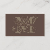 Carte De Visite Typographie chic monogramme marron nom (Devant)