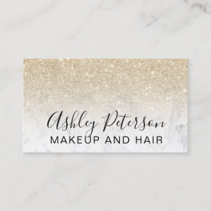 Carte De Visite Typographie chic parties scintillant or clair marb