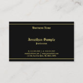 Carte De Visite Typographie Classic Vieux Fonte Noir Modèle Or (Dos)