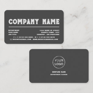 Carte De Visite Typographie classique en gras - Logo - Gris & Blan