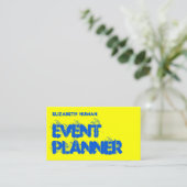 Carte De Visite Typographie cool de Grunge Jaune et Bleu Ca d'affa (Debout devant)