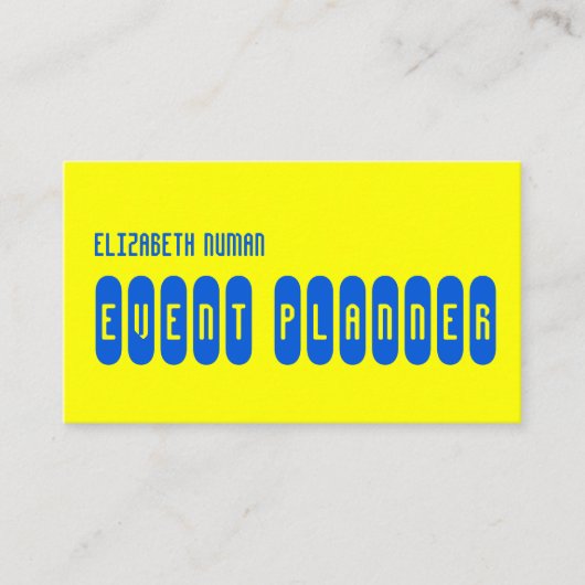 Carte De Visite Typographie cool jaune et bleu (Devant)